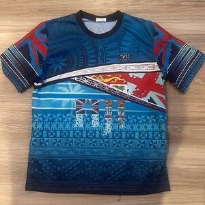 Mens Large Fiji Shirt  All Over Print Shirt Jersey By Tau Sports.